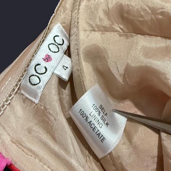 VTG Y2K OC OC By Oleg Cassini Pink & Orange Retro Silk Beaded Maxi Halter Dress - Picture 7 of 7